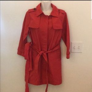 Gap red trench coat.